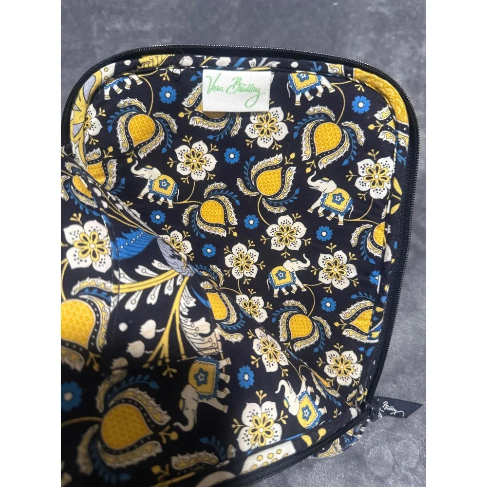 Vera Bradley Elephant Paisley Quilted Tote Bag and Tablet Pouch Set Navy Yellow